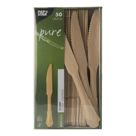 PAPSTAR 'pure' Holzmesser pure 20,5 cm natur in schönem Vintage Design, 50 Stk.