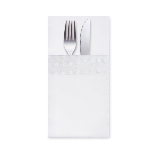 Servietten Bestecktaschen 40 x 40 cm 1/8 -Falz, 3-lagig weiß, 200 Stk.