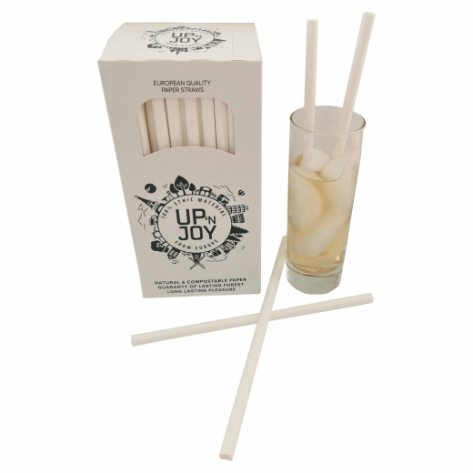 Papiertrinkhalme FSC® Longdrink weiss Ø 8mm 195 mm einzeln verpackt, 100 Stk.