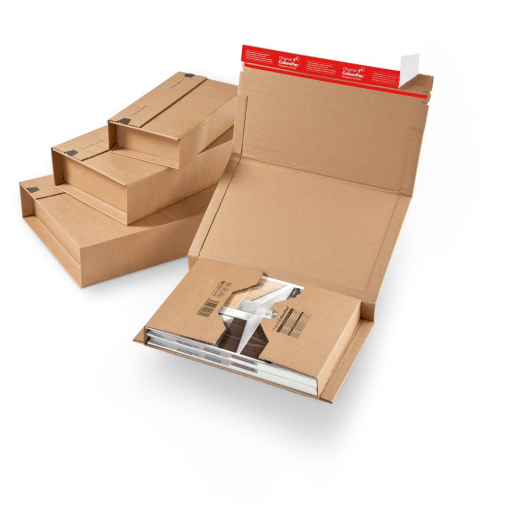 ColomPac Universalverpackung Wickelverpackung starke B-Welle 430 x 300 x -100mm mit Selbstklebeverschluss & Aufreißfaden