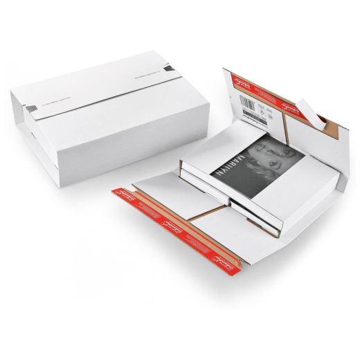 ColomPac Universal-Versandverpackung 397 x 275 x -80mm mit doppeltem Selbstklebeverschluss & Aufreißfaden weiß