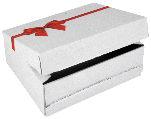 ColomPac Geschenkbox 250 x 177 x 96mm Selbstklebeverschluss & Aufreißfaden offsetbedruckt weiß