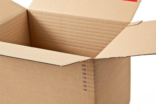 ColomPac Höhenvariabler Blitzbodenkarton 238 x 170 x 60-130mm mit Selbstklebeverschluss und Aufreißfaden, braun