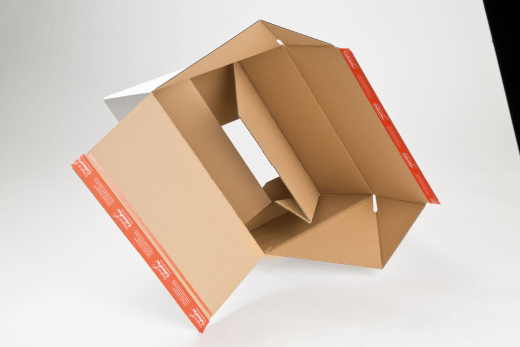 ColomPac Höhenvariabler Blitzbodenkarton 238 x 170 x 60-130mm mit Selbstklebeverschluss und Aufreißfaden, braun