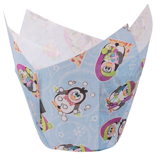 Muffin-Tulip-Wraps Ø 50 x 85 mm Pinguin, 160x160 mm, 24 Stk.