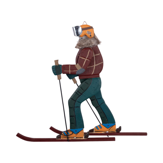 Skifahrer 'Vintage' aus Holz ,Deko zum Hängen 50cm