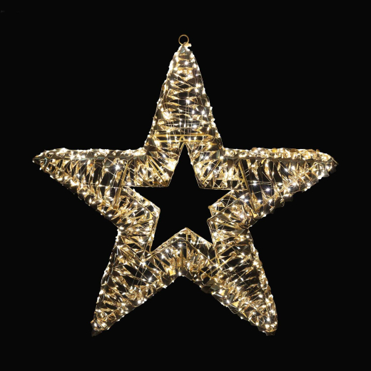 Stern, aus Metall/PET gold, mit LED, warmweiß, Ø60cm