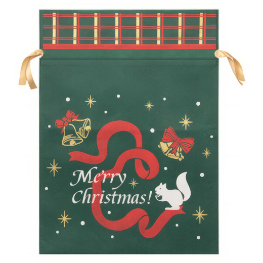 Geschenksack aus Vlies 40x56 cm, grün bedruckt, Deko-Sack für Weihnachten
