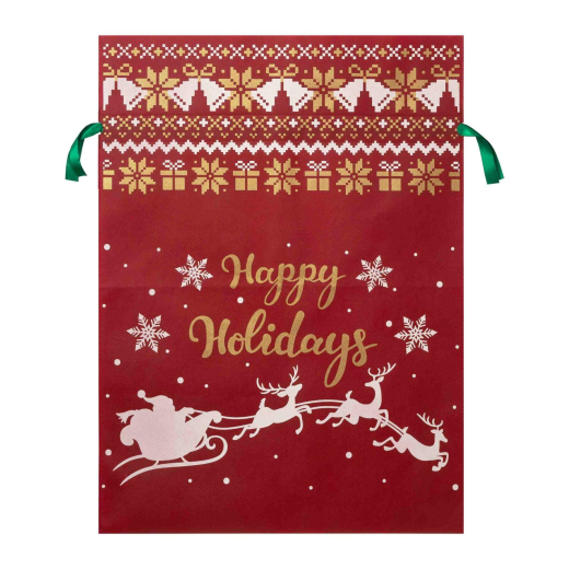 Geschenksack aus Vlies 40x56 cm, rot bedruckt, Deko-Sack für Weihnachten