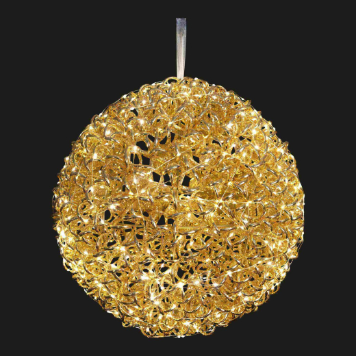 LED Dekokugel Ø30 cm, gold, 400 Mikro-LEDs warmweiß, Metall/PET, Deko IP44