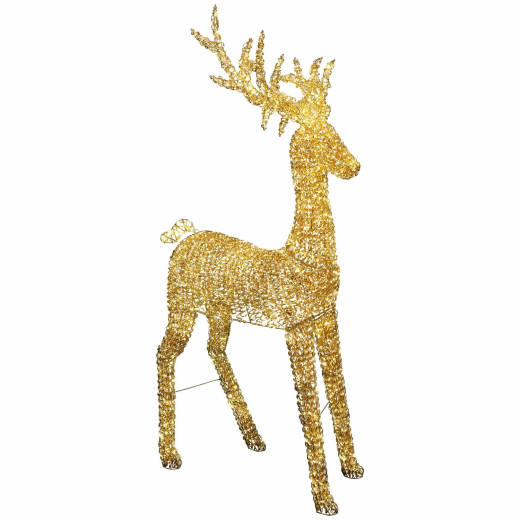 LED Rentier 200 cm, gold, 2400 Mikro-LEDs warmweiß, Metall/PET, Deko IP44