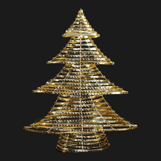 LED Weihnachtsbaum 40 cm, gold, 60 Mikro-LEDs warmweiß, Batteriebetrieb