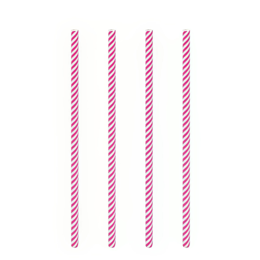 Trinkhalme aus Papier pink gestreift Ø6mm, 21cm, 100 Stk.