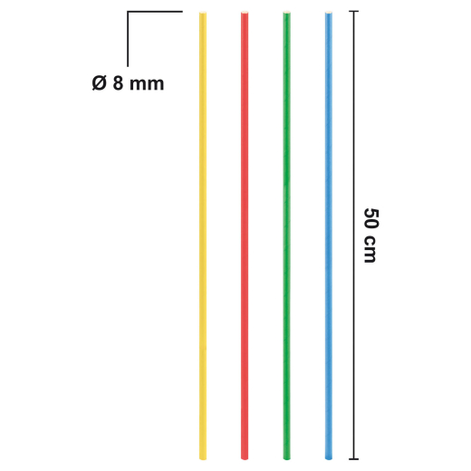 Trinkhalme aus Papier extra lang, bunt Ø8mm 50cm, 50 Stk.