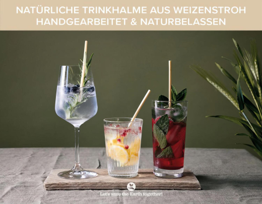 Trinkhalme aus Stroh Ø3-5mm 21cm, 100 Stk.