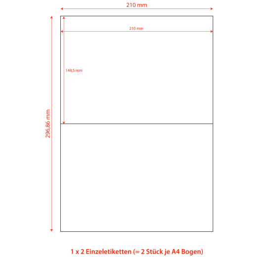 Etiketten Labels selbstklebend weiß 210 x 148.5mm auf DIN A4, 200 Stk.