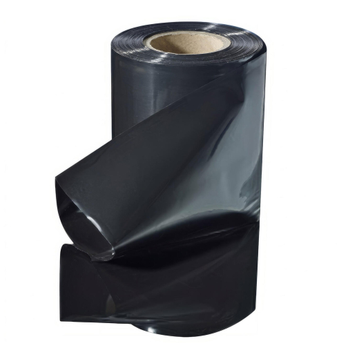 Schlauchfolie 400mm breit, 100my, opak - blickdicht, schwarz, 250 lfm.