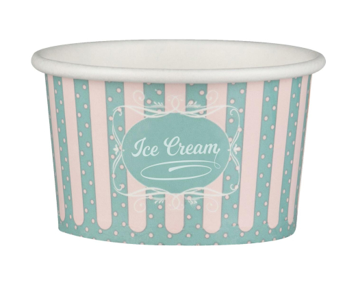 Eisbecher aus Pappe Papierbecher Patisserie ICE CREAM Motiv 120 ml 4oz, 50 Stk.