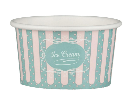 Eisbecher aus Pappe Papierbecher Patisserie ICE CREAM Motiv 145 ml 5oz, 50 Stk.