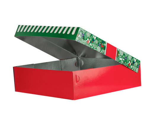 Keksbox Gebäckkarton mit Alubeschichtung 'Weihnachten' 350 x 350 x 100mm, 42 Stk.