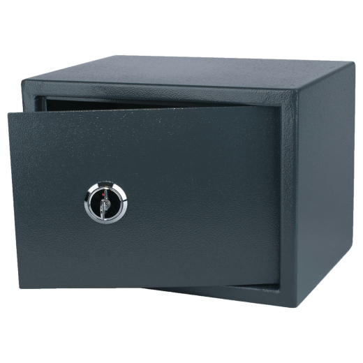 Tresor Safe 35x25x25cm mit Schlüssel-Schloss für Tisch/Wandmontage dunkelgrau