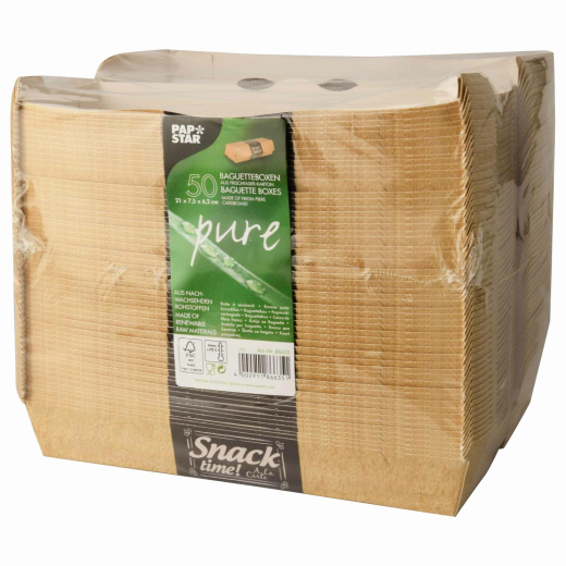 PAPSTAR Baguetteboxen Sandwichboxen aus Pappe 22 x 8,5 cm 'Good Food', 50 Stk.