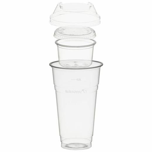 Trinkbecher 500ml+Domdeckel+ 120ml Einsatzbecher stapelbar PLA, 100 Stk.