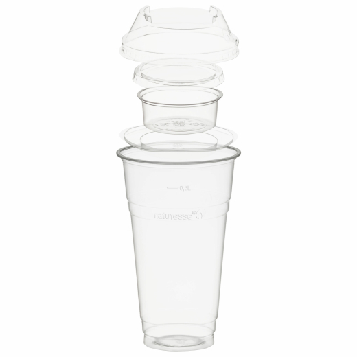 Trinkbecher 500ml+Domdeckel+ 90ml Einsatzbecher stapelbar PLA, 100 Stk.