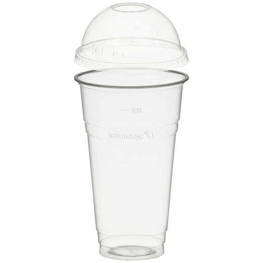 Trinkbecher 500ml + Domdeckel mit Rundloch aus PLA 50 Stk.