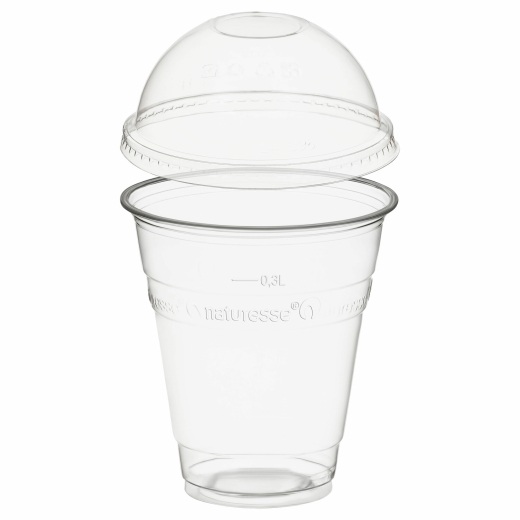 Trinkbecher 300ml mit Domdeckel ohne Loch aus PLA 50 Stk.