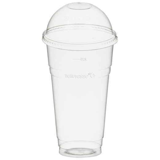 Trinkbecher 500ml mit Domdeckel ohne Halmloch aus PLA 50 Stk.