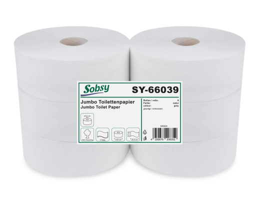 Jumbo Toilettenpapier 2-lagig Recyclingpapier Kerndurchmesser 6.0 cm, 6 Rollen