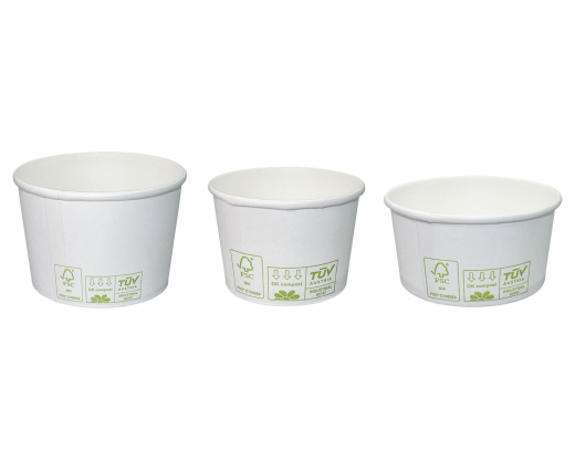 Eisbecher Pappbecher 100% ohne Kunststoff 340ml Ø101 Höhe 63mm weiß, 50 Stk.