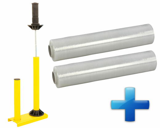 Sparset 2 Rollen Handstretchfolie Handwickelfolie 20my 50cm mit Abroller B'STAR