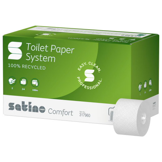 Satino Comfort System Toilettenpapier Großrollen 2-lagig JT3 System 24 Rollen je 724 Blatt