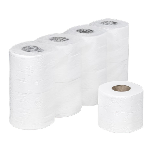 Ecoline Toilettenpapier 3-lagig aus Zellstoff 250 Blatt 9,3x11 cm, 64 Rollen
