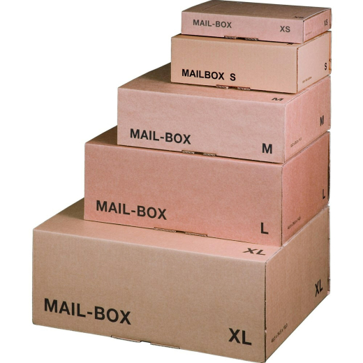 Versandkarton 395x248x141mm MAILBOX L mit Steckverschluss wiederverschließbar braun