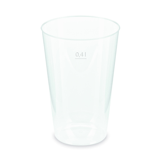 Mehrwegbecher Pfandbecher transparent PP Eichstrich 0,4 l Ø 8,6 cm, 50 Stk.