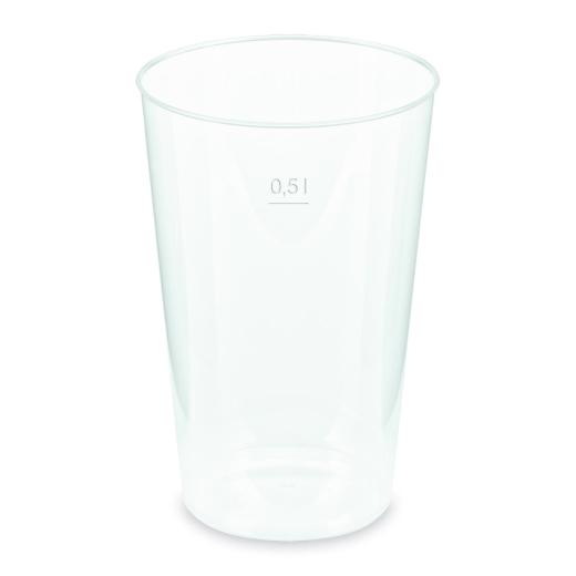 Mehrwegbecher Pfandbecher transparent PP Eichstrich 0,5 l Ø 9,1 cm, 30 Stk.