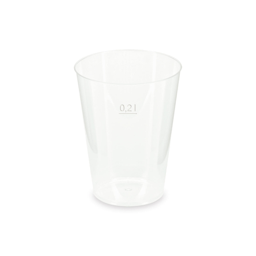 Mehrwegbecher Pfandbecher transparent stabil+ PP 0,2L Eichstrich Ø 76mm, 25 Stk.