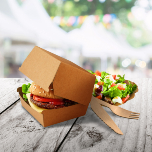 Hamburgerboxen kraft braun Fettbarriere 11x11x9cm, 50 Stk.