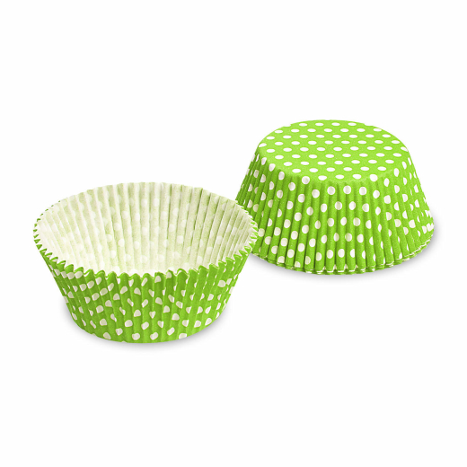 Muffinkapseln Gebäckkapseln Gelbgrün mit weißen Punkten Ø 50 x 30 mm, 40 Stk.