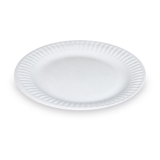 Pappteller 'Recy' rund tief Ø18cm weiß, 100 Stk.