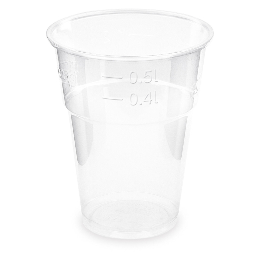 Trinkbecher klar 500 ml 0,5 l Eichstrich PLA ø 102mm 10 Stk.