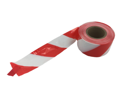 Absperrband rot weiß gestreift 75mm breit 500 Meter aus LDPE