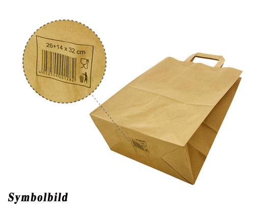 Papiertragetaschen 33 x 32 x 21 cm mit EAN-Code braun, 250 Stk.