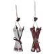 Christbaumdekor Christbaumschmuck 'Ski' Holz weinrot / weiß 13cm, 2 Stk.