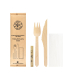 Bestecksets aus Holz 4 tlg. Inkl. Serviette Zahnstocher, 21cm, 25 Sets
