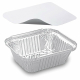 Alu-Servierschale Aluschale eckig 470ml inklusive Deckel, 10 Stk.