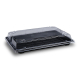 Sushi Schalen schwarz Set mit Deckel transparent PP/rPET 260 x 190 x 45 mm, 50 Stk.